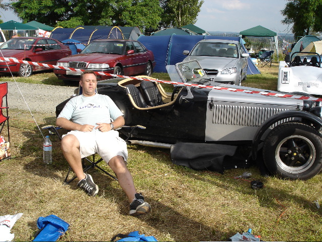 Dave guards his car